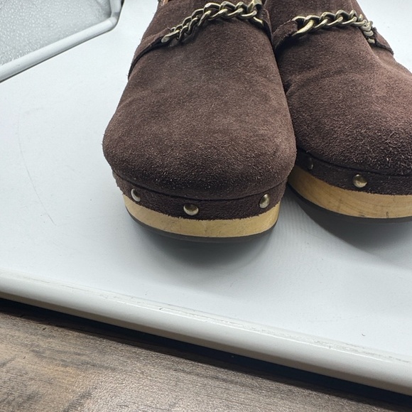 Anthropologie Silent D Georgia Suede Leather Slingback Clogs Brown Size 40 - Picture 6 of 16